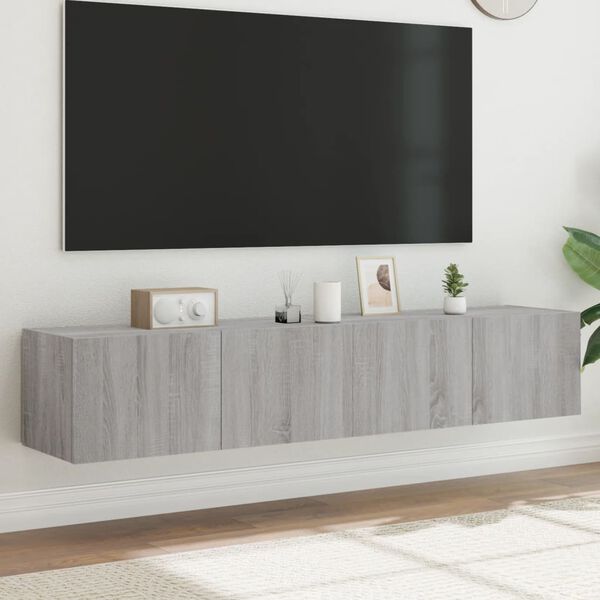 vidaXL N&aacute;stěnn&eacute; TV skř&iacute;ňky s LED 2 ks &scaron;ed&eacute; sonoma 80 x 35 x 31 cm