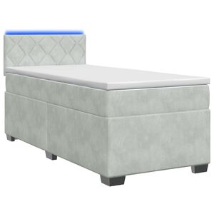 vidaXL Box spring postel s matrac&iacute; a LED Světle &scaron;ed&aacute; jednoduch&yacute; Samet