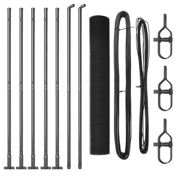 vidaXL Plotový sloupek. Šedá 10 x 1,2 m (16 x 16 mm síť) Ocel a PVC