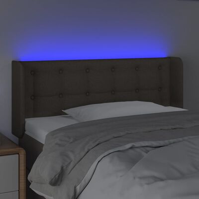 vidaXL Čelo postele s LED taupe 103 x 16 x 78/88 cm textil