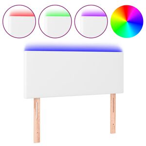 vidaXL Čelo postele s LED b&iacute;l&eacute; 80 x 5 x 78/88 cm uměl&aacute; kůže