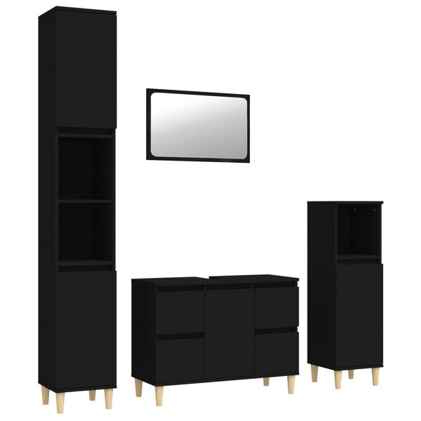 vidaXL 4d&iacute;ln&yacute; set koupelnov&eacute;ho n&aacute;bytku čern&yacute; kompozitn&iacute; dřevo