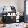 vidaXL Dětská patrová postel se závěsy bílá a černá 90x190 cm borovice