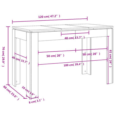 vidaXL Jídelní stůl kouřový dub 120 x 60 x 76 cm kompozitní dřevo