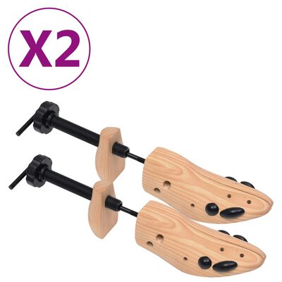 vidaXL Napínáky do bot 2 páry velikost 36–40 masivní borové dřevo