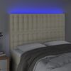 vidaXL Čelo postele s LED kr&eacute;mov&eacute; 144x5x118/128 cm uměl&aacute; kůže