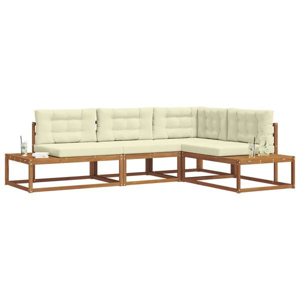 vidaXL Venkovn&iacute; pohovkov&aacute; souprava 4 Kus Přirozen&aacute; a Kr&eacute;mov&aacute;