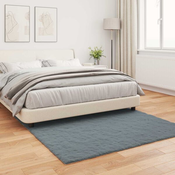 vidaXL Koberec z uměl&eacute; kr&aacute;lič&iacute; kože&scaron;iny Olite Antracit 160 x 160 cm