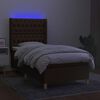 vidaXL Box spring postel s matrac&iacute; a LED tmavě hněd&aacute; 90x200 cm textil