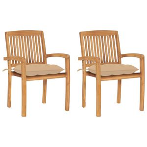 vidaXL Zahradn&iacute; židle 2 ks b&eacute;žov&eacute; podu&scaron;ky masivn&iacute; teak