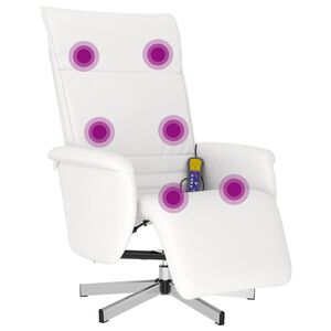 vidaXL Mas&aacute;žn&iacute; polohovac&iacute; křeslo s podnožkou b&iacute;l&eacute; uměl&aacute; kůže