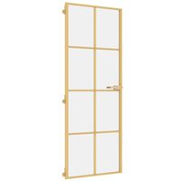 vidaXL Interiérové dveře úzké zlaté 76x201,5 cm tvrzené sklo a hliník