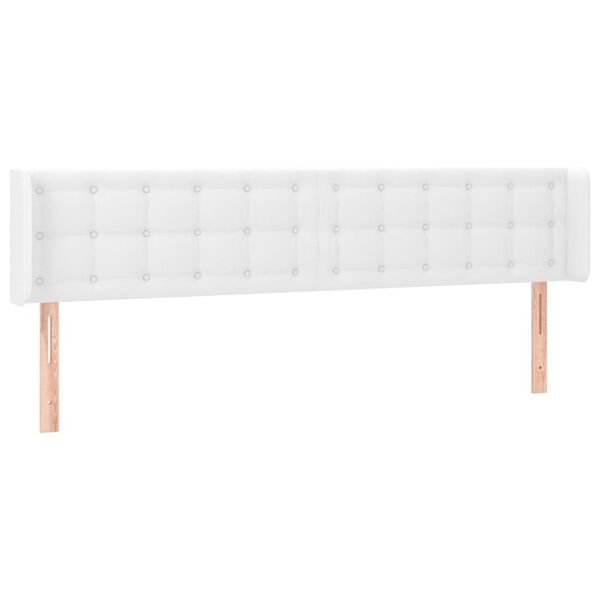 vidaXL Čelo postele typu u&scaron;&aacute;k b&iacute;l&aacute; 203x16x78/88 cm uměl&aacute; kůže