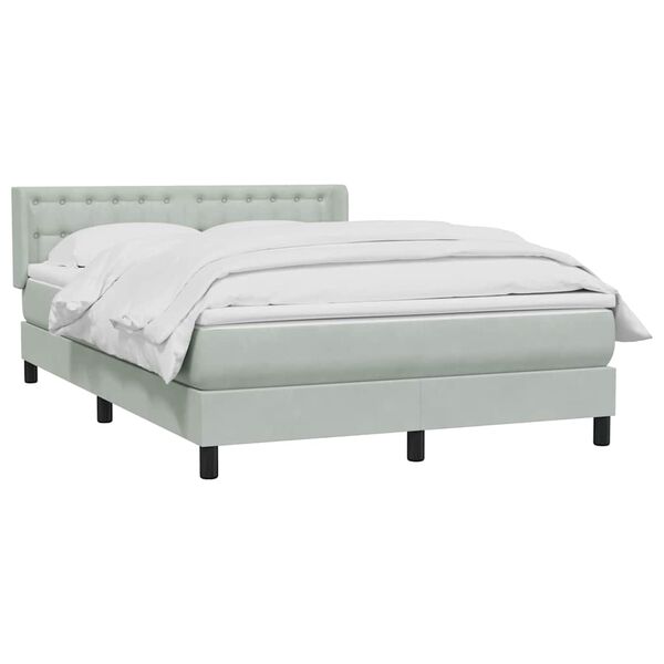 vidaXL Box spring postel s matrac&iacute; světle &scaron;ed&aacute; 140x210 cm samet