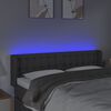 vidaXL Čelo postele s LED tmavě &scaron;ed&eacute; 147 x 16 x 78/88 cm textil