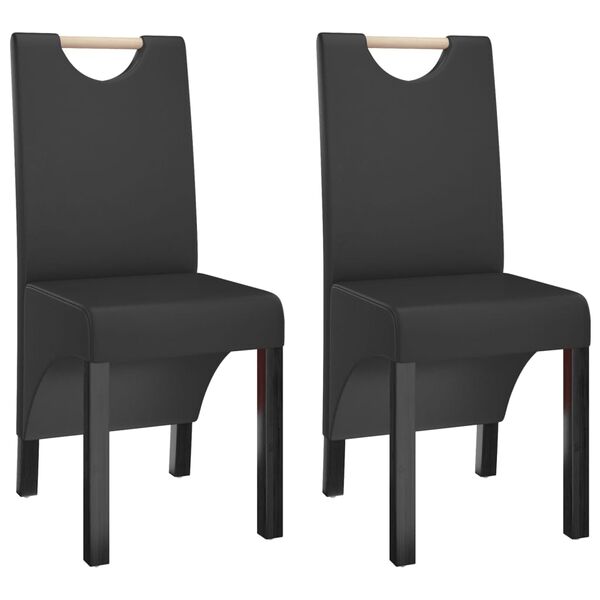 vidaXL J&iacute;deln&iacute; židle 2 ks čern&eacute; uměl&aacute; kůže