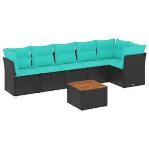 vidaXL 7d&iacute;ln&aacute; zahradn&iacute; sedac&iacute; souprava s podu&scaron;kami čern&aacute; polyratan