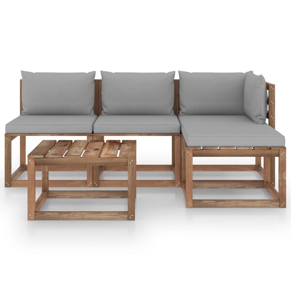 vidaXL 5d&iacute;ln&aacute; zahradn&iacute; sedac&iacute; souprava z palet s podu&scaron;kami borovice