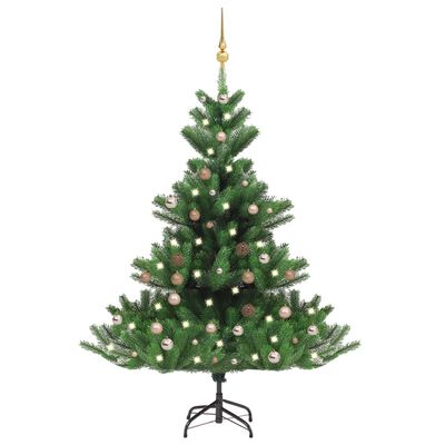 vidaXL Umělý vánoční stromek normandská jedle LED a koule zelený 150cm