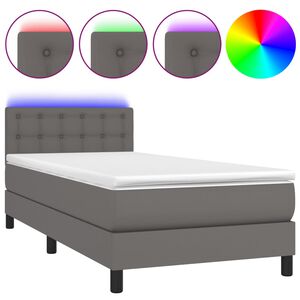 vidaXL Box spring postel s matrac&iacute; a LED &scaron;ed&aacute; 90x190 cm uměl&aacute; kůže