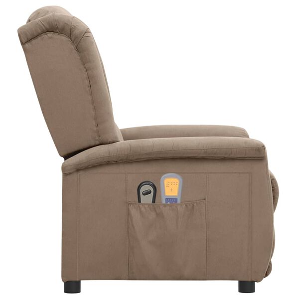 vidaXL Elektrick&eacute; mas&aacute;žn&iacute; křeslo taupe l&aacute;tka z mikrovl&aacute;kna
