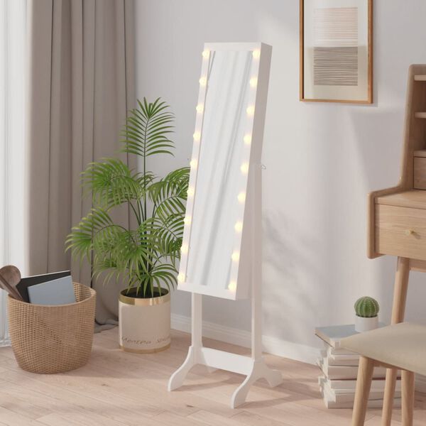 vidaXL Volně stojící zrcadlo s LED bílé 34 x 37 x 146 cm