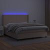 vidaXL Box spring postel matrace a LED cappuccino 160x200cm uměl&aacute; kůže
