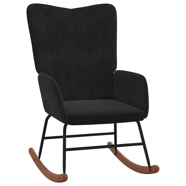 vidaXL Houpac&iacute; křeslo se stoličkou čern&eacute; samet