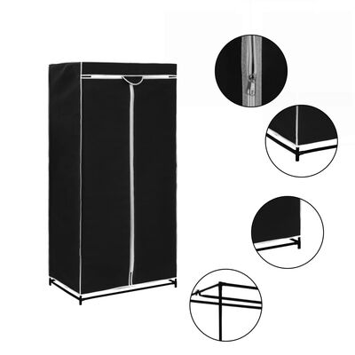 vidaXL Šatní skříň černá 75 x 50 x 160 cm