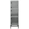 vidaXL Highboard se skleněn&yacute;mi dv&iacute;řky betonově &scaron;ed&yacute; 35 x 37 x 120 cm