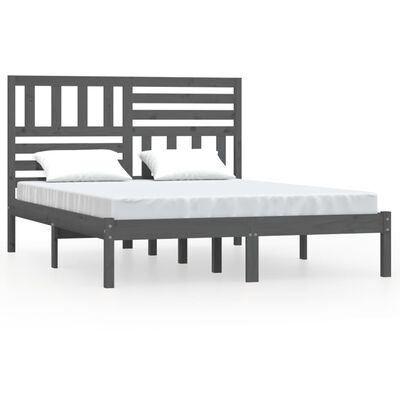 vidaXL Rám postele šedý 150 x 200 cm masivní borovice King Size