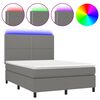 vidaXL Box spring postel s matrac&iacute; a LED tmavě &scaron;ed&aacute; 140x190 cm textil
