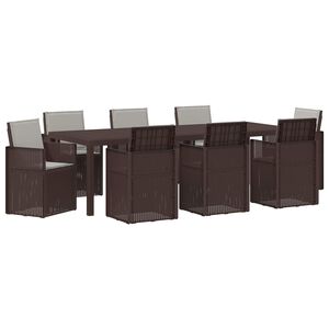 vidaXL Zahradn&iacute; j&iacute;deln&iacute; souprava 9 pcs Hněd&aacute; a světle &scaron;ed&aacute; PP