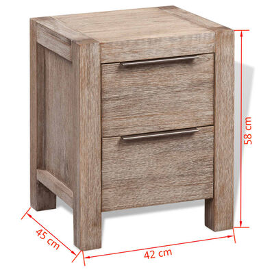 vidaXL Noční stolek, kartáčované masivní akáciové dřevo 42x45x58 cm