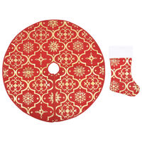 vidaXL Luxusní podložka pod vánoční stromek s punčochou červená 90 cm
