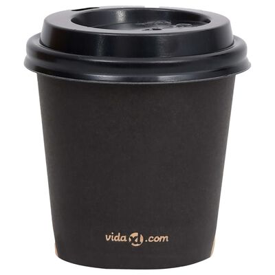 vidaXL Papírové kelímky na kávu s víčky 120 ml 1 000 ks černé