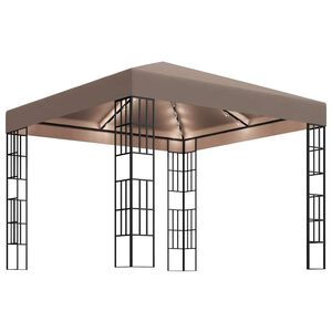 vidaXL Alt&aacute;n se světeln&yacute;mi LED řetězy 3 x 3 m taupe