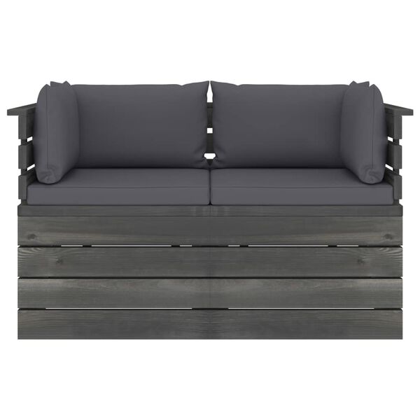 vidaXL 2m&iacute;stn&aacute; zahradn&iacute; pohovka z palet s podu&scaron;kami masivn&iacute; borovice