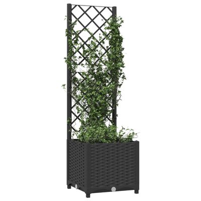 vidaXL Zahradní truhlík s treláží černý 40 x 40 x 136 cm PP