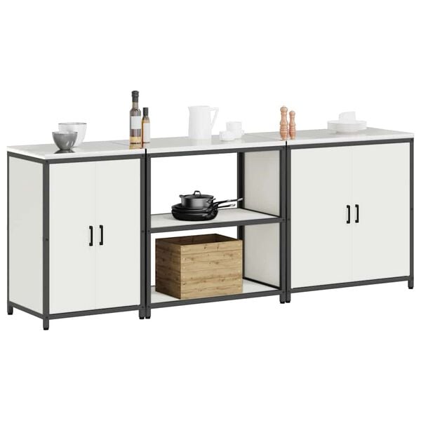 vidaXL Kuchyňsk&aacute; skladovac&iacute; sada s polic&iacute; Jin&yacute; 3 pcs B&iacute;l&aacute; Ocel