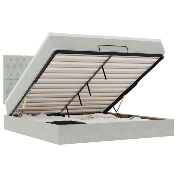 vidaXL Osmansk&yacute; r&aacute;m postele s matrac&iacute;es světle &scaron;ed&aacute; 160x200cm samet