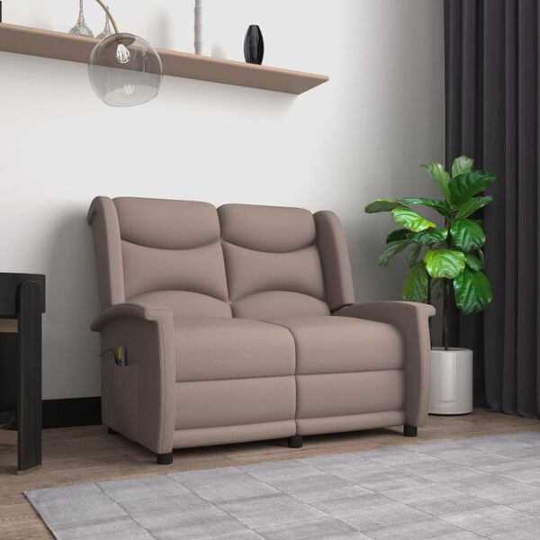 vidaXL 2místné masážní polohovací křeslo taupe látka z mikrovlákna