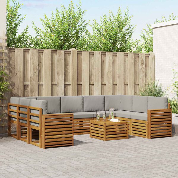 vidaXL Sedac&iacute; soupravy s pol&scaron;t&aacute;řem 10 pcs Př&iacute;rodn&iacute; a světle &scaron;ed&aacute;