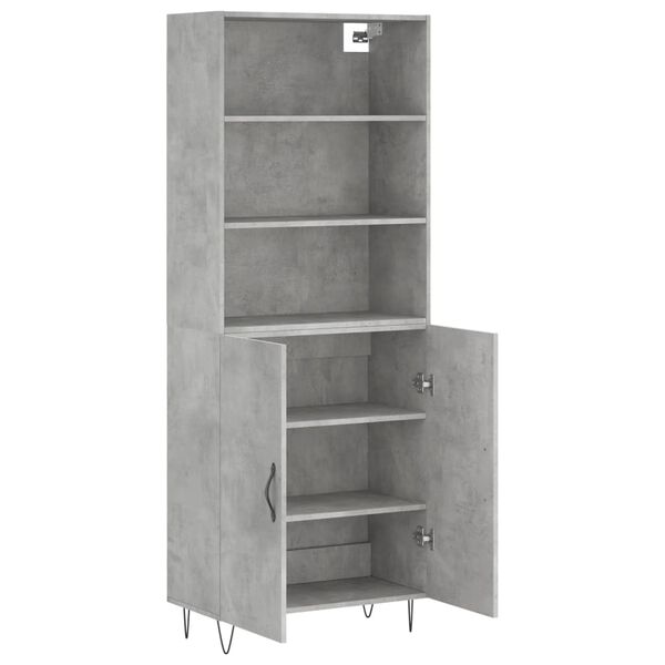 vidaXL Skř&iacute;ň highboard betonově &scaron;ed&aacute; 69,5x34x180 cm kompozitn&iacute; dřevo