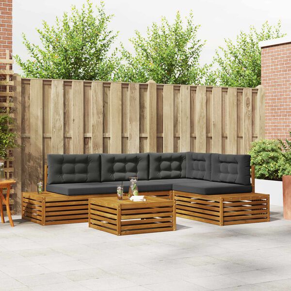 vidaXL Venkovn&iacute; pohovkov&aacute; souprava 5 Kus Přirozen&aacute; a Anthracitov&aacute;