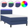 vidaXL Box spring postel s matrac&iacute; a LED modr&aacute; 90x190 cm textil