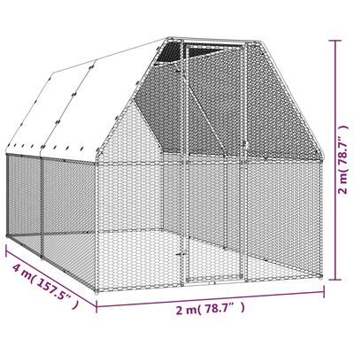 vidaXL Venkovní klec pro kuřata 2x4x2 m pozinkovaná ocel