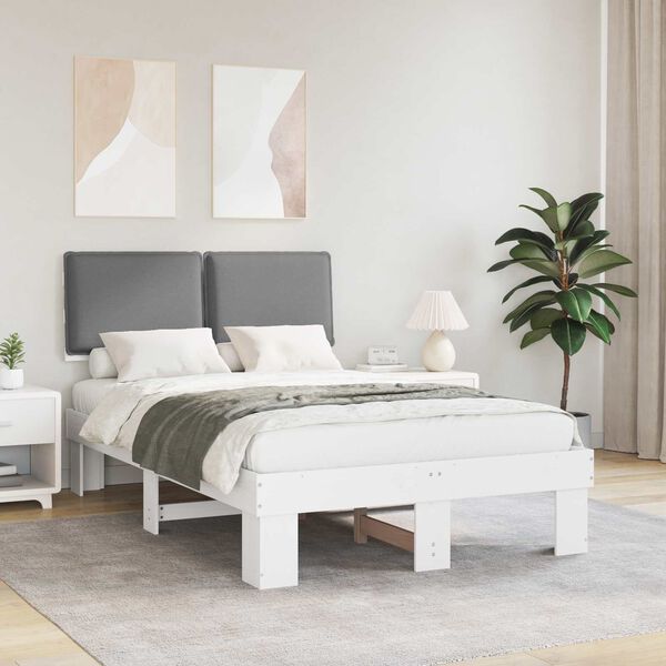 vidaXL R&aacute;m postele s čalouněn&yacute;m čelem s čelo Světle &scaron;ed&aacute; 120 x 190 cm