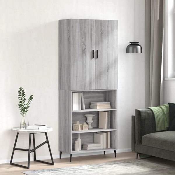 vidaXL Skř&iacute;ň highboard &scaron;ed&aacute; sonoma 69,5 x 34 x 180 cm kompozitn&iacute; dřevo