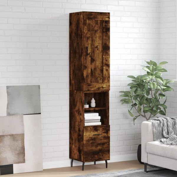 vidaXL Skř&iacute;ň highboard kouřov&yacute; dub 34,5 x 34 x 180 cm kompozitn&iacute; dřevo